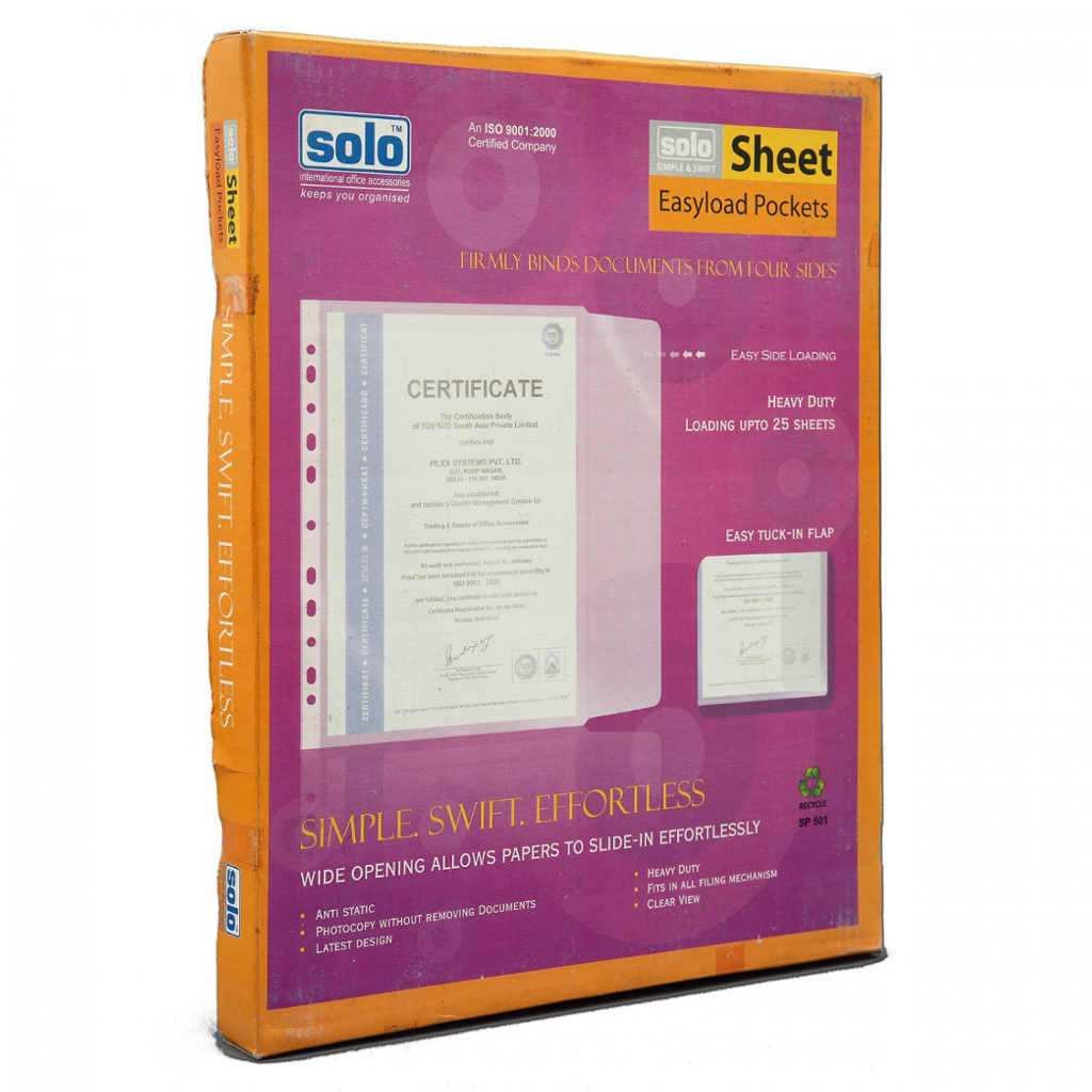 Solo Sheet Protector With Easyload Clear A4 SP501