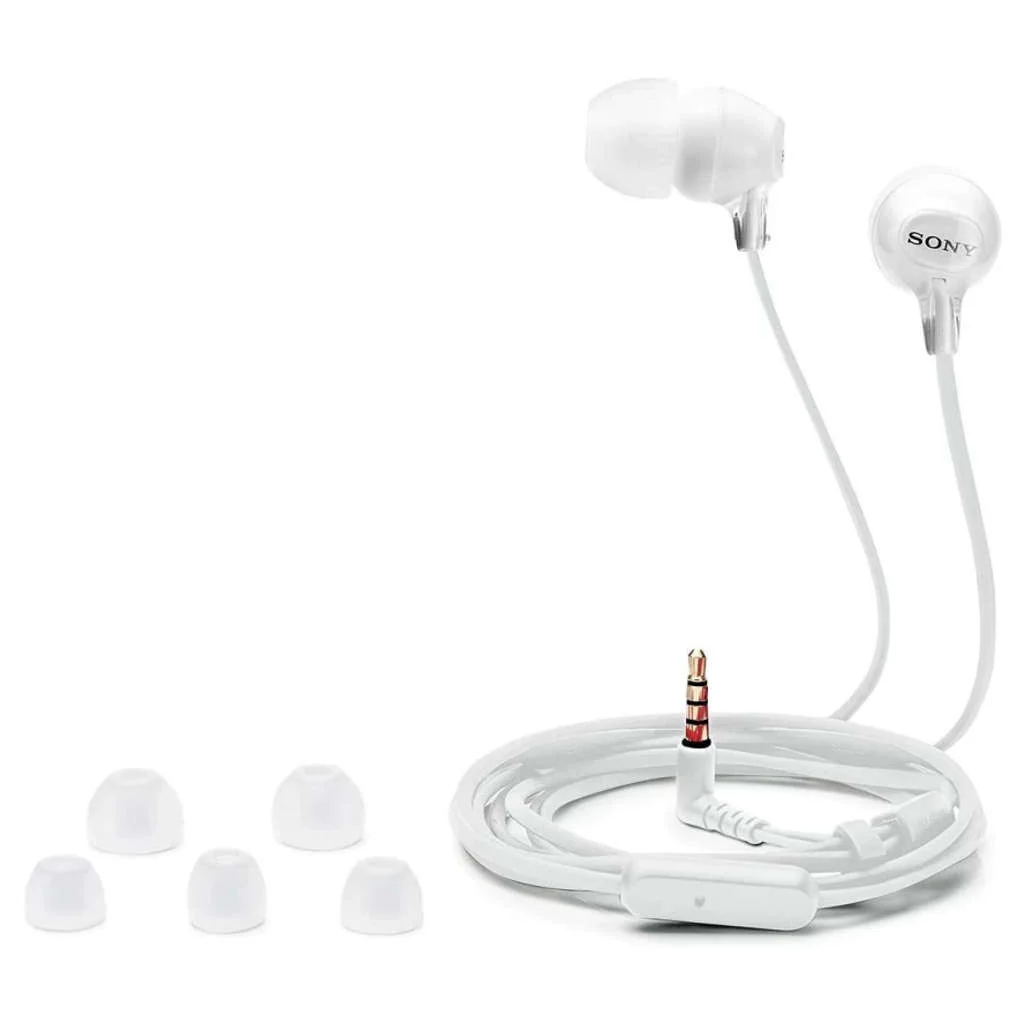 Sony Wired In Ear Headphones With Microphone White MDR-EX15AP - Image 2