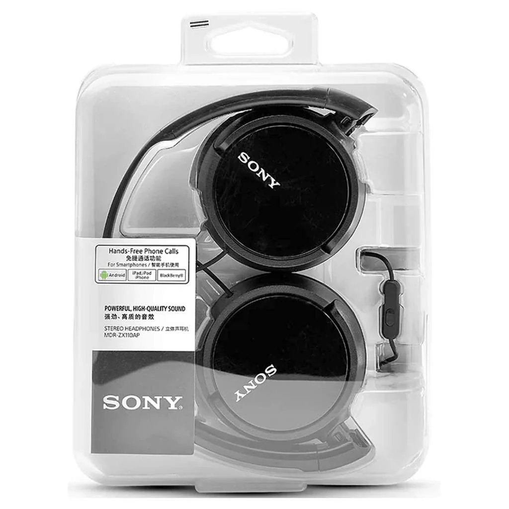 Sony Wired On Ear Headphones With Mic Black MDR-ZX110AP - Image 4