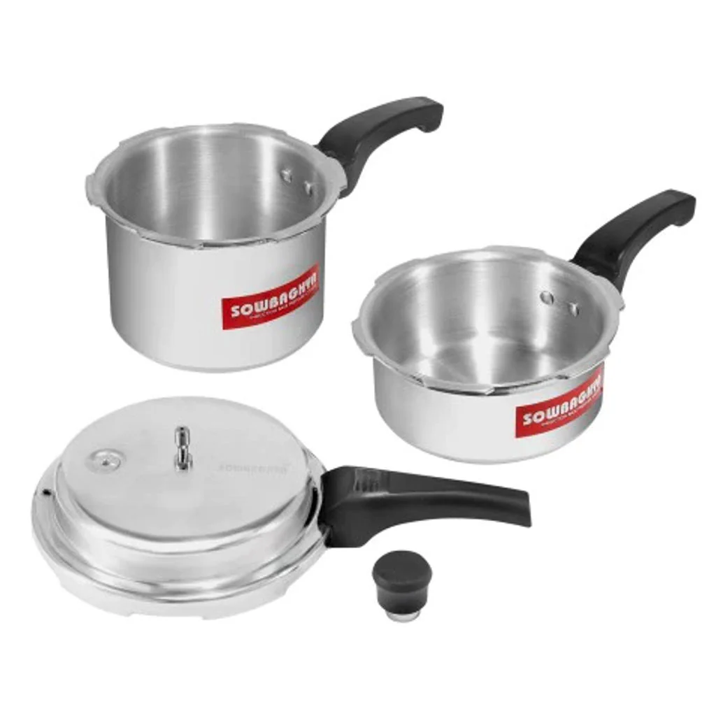 Sowbaghya Elite Induction Base Alu Pressure Cooker & Pan 3 Litre EPP03 - Image 2