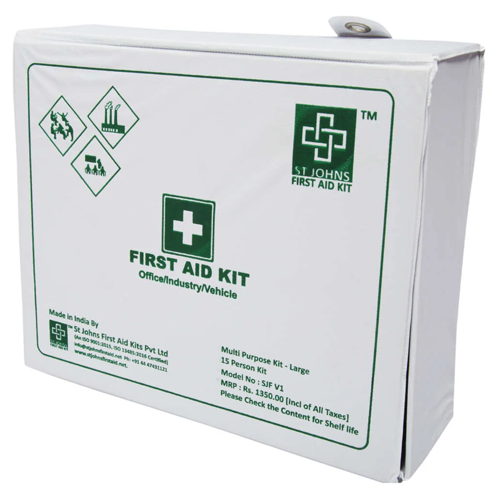 St.John's All Purpose First Aid Kit Large - Vinyl Cardboard Box - 83 Components SJF V1 - Image 2