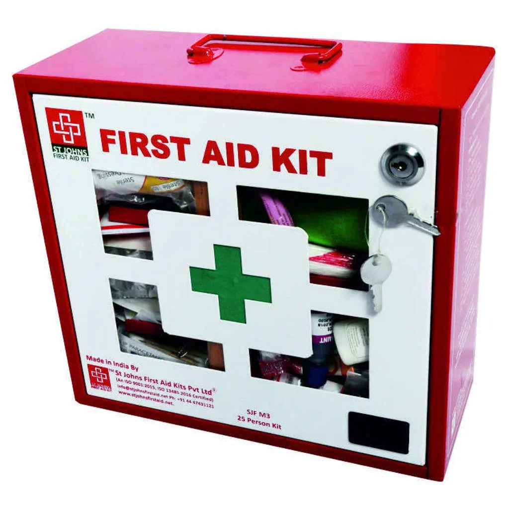 St.John's Industrial First Aid Kit Large - Metal Box Wall Mounted With Acrylic Door  - 170 Components SJF M3 - Image 2