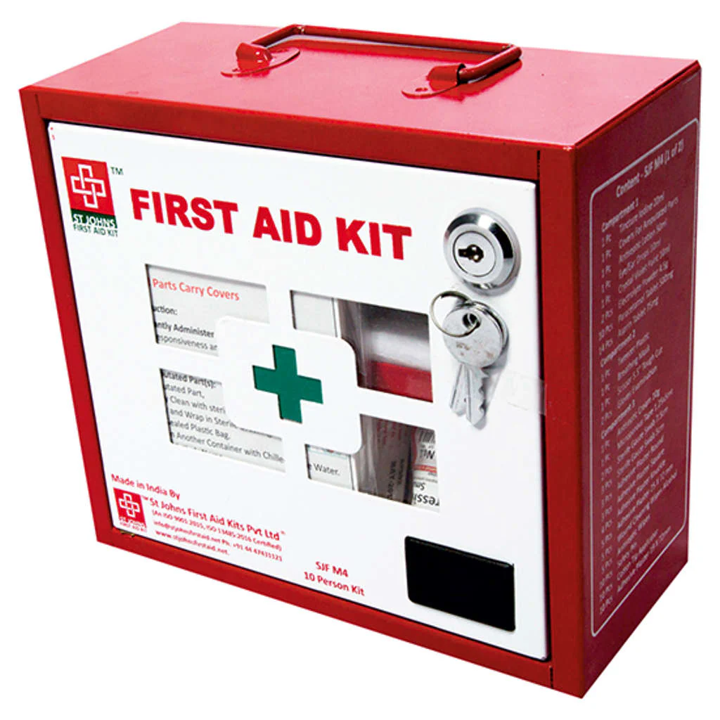 St.John's Industrial First Aid Kit Small - Metal Box Wall Counted With Acrylic Door  - 119 Components SJF M4 - Image 2