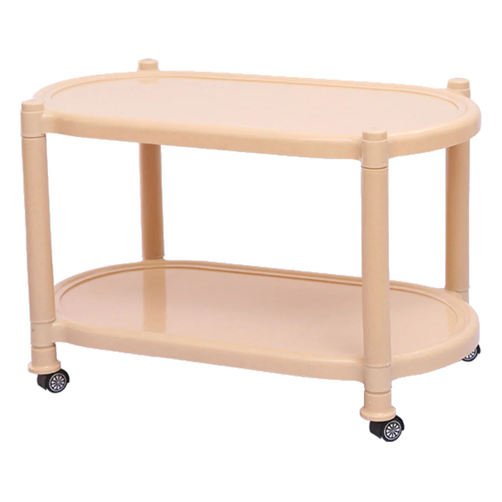 Supreme Alfa Plastic Table With Wheel Marble Beige - Image 2