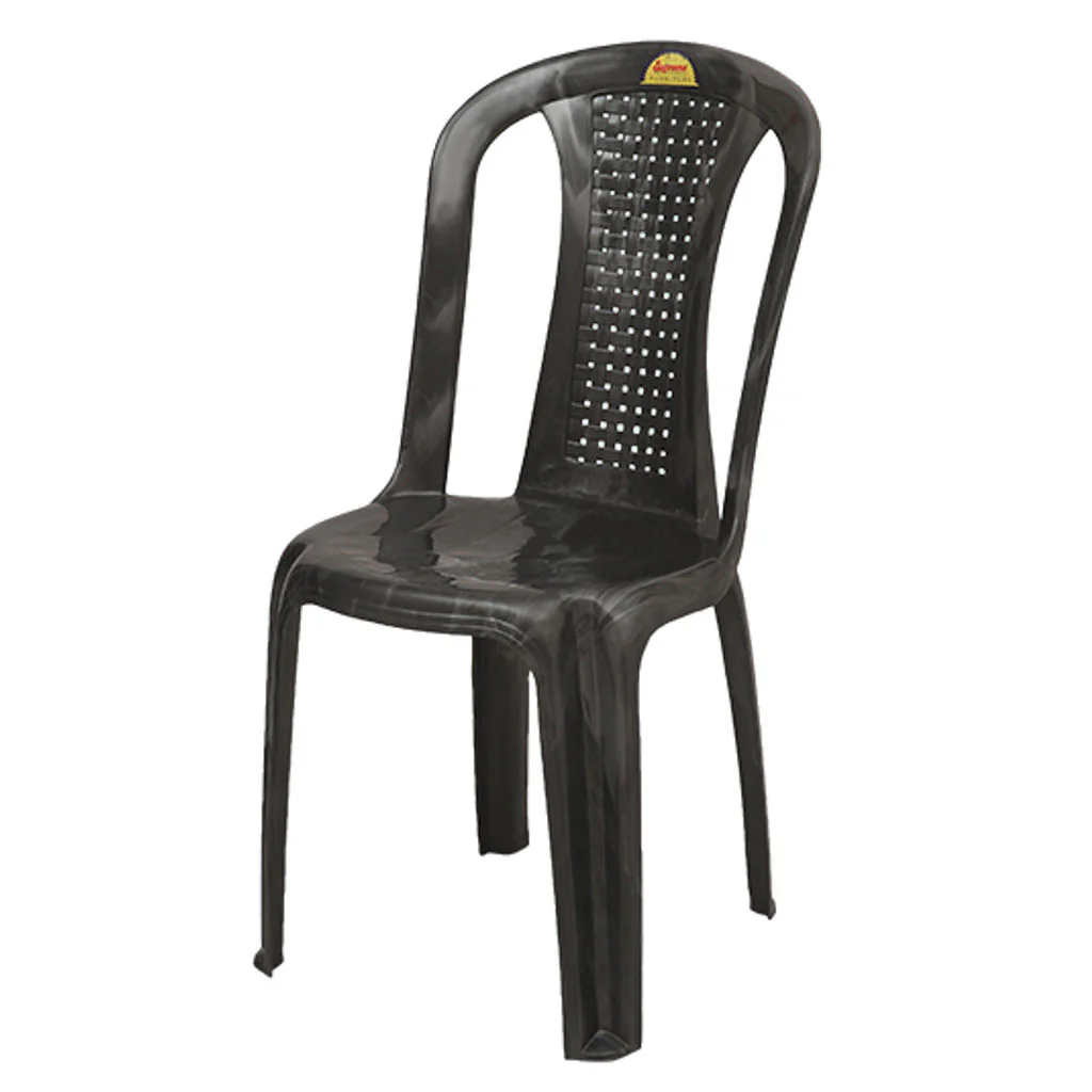 Supreme Dream Armless Plastic Chair Silver Black - Image 2