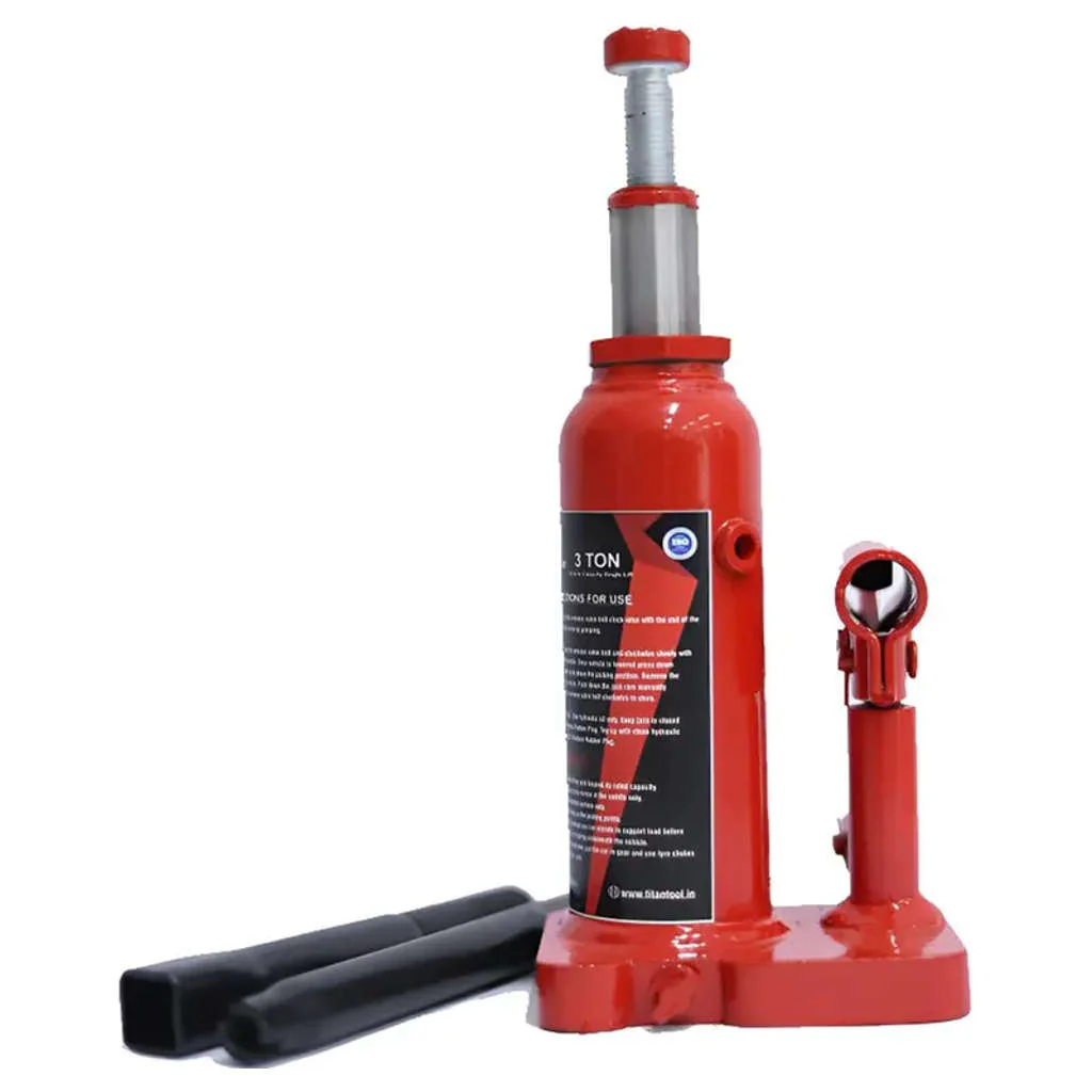 Titan Single Lift Hydraulic Bottle Jack 3 Ton Red
