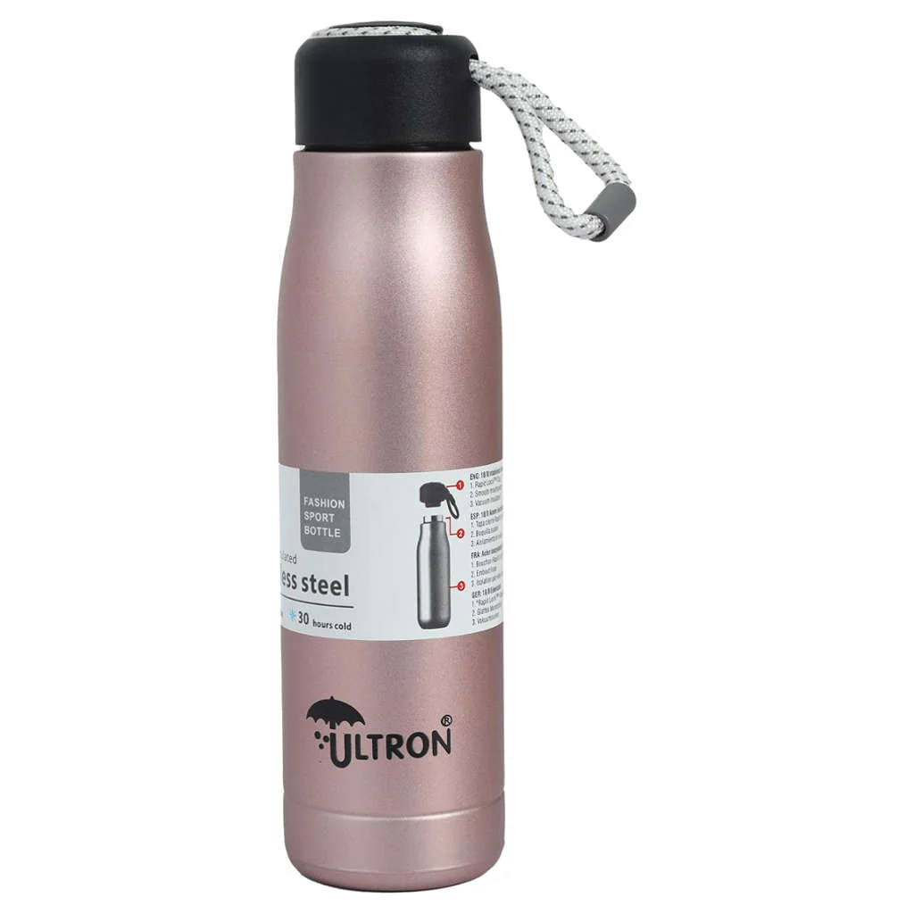 Ultron Aqua Sports Stainless Steel Hot & Cold Water Bottle 500 ml Pink